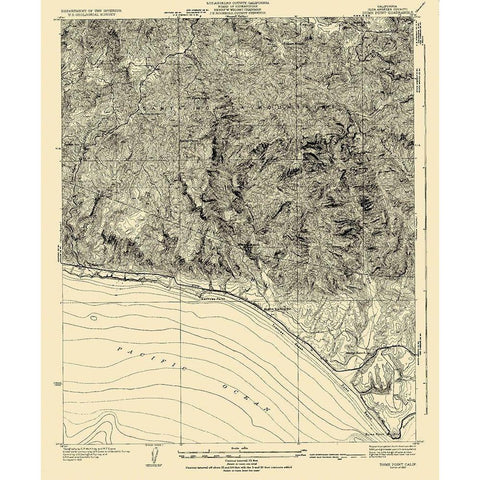 Dume Point California Quad - USGS 1932 White Modern Wood Framed Art Print by USGS