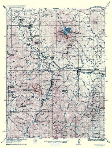 Dunsmuir California Quad - USGS 1935 White Modern Wood Framed Art Print with Double Matting by USGS