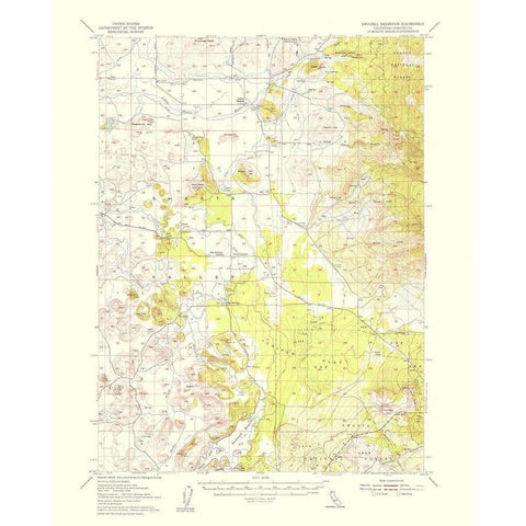 Dwinnel Reservoir California Quad - USGS 1957 Gold Ornate Wood Framed Art Print with Double Matting by USGS