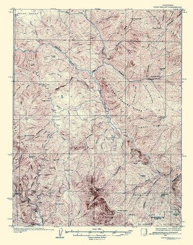 Eden Valley California Quad - USGS 1928 Black Ornate Wood Framed Art Print with Double Matting by USGS