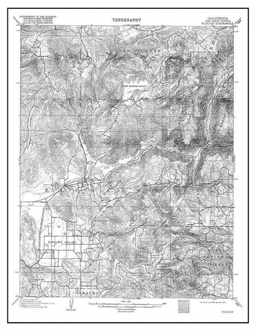 El Cajon California Quad - USGS 1903 Black Ornate Wood Framed Art Print with Double Matting by USGS