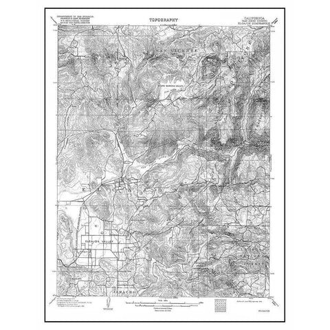 El Cajon California Quad - USGS 1903 Black Modern Wood Framed Art Print with Double Matting by USGS