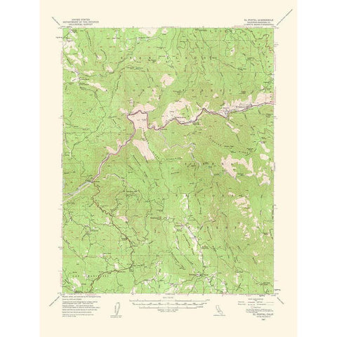 El Portal California Quad - USGS 1964 White Modern Wood Framed Art Print by USGS