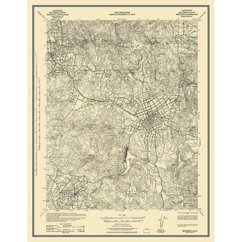 Escondido California Quad - USGS 1942 White Modern Wood Framed Art Print by USGS