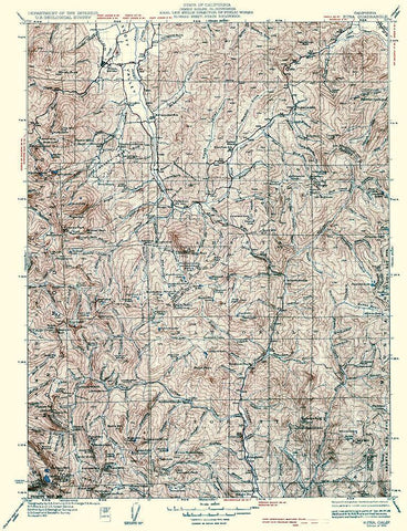 Etna California Quad - USGS 1943 Black Ornate Wood Framed Art Print with Double Matting by USGS