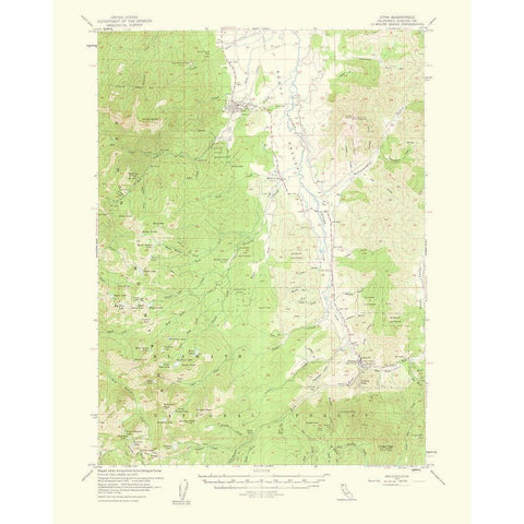 Etna California Quad - USGS 1963 White Modern Wood Framed Art Print by USGS