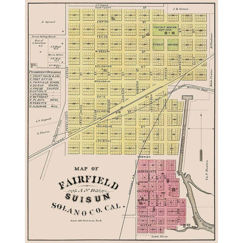 Fairfield, Suisun California Landowner White Modern Wood Framed Art Print by Thompson