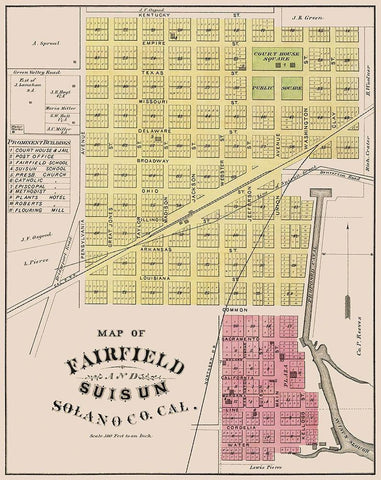 Fairfield, Suisun California Landowner Black Ornate Wood Framed Art Print with Double Matting by Thompson