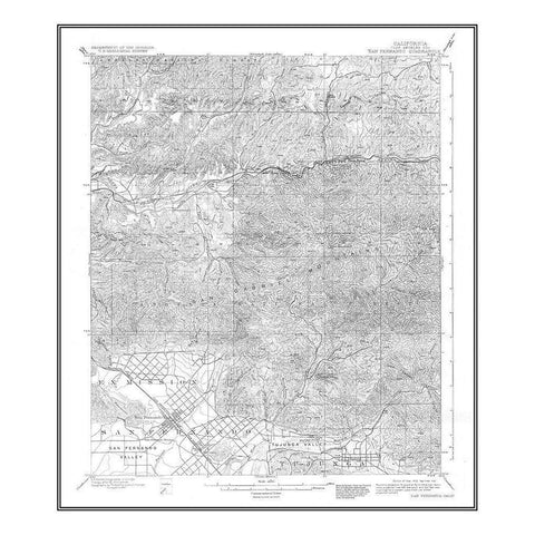 San Fernando California Quad - USGS 1900 Black Modern Wood Framed Art Print with Double Matting by USGS