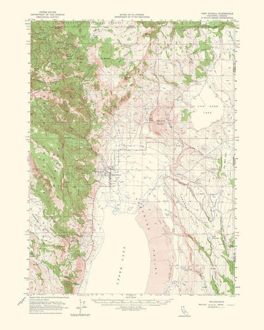 Fort Bidwell California Oregon Quad - USGS 1964 White Modern Wood Framed Art Print with Double Matting by USGS