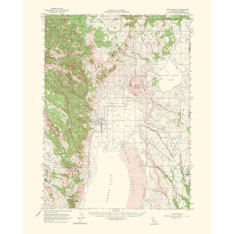 Fort Bidwell California Oregon Quad - USGS 1964 Black Modern Wood Framed Art Print with Double Matting by USGS