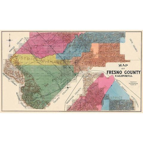 Fresno California - Thompson 1891 Gold Ornate Wood Framed Art Print with Double Matting by Thompson