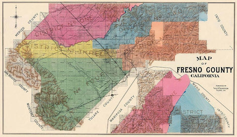 Fresno California - Thompson 1891 White Modern Wood Framed Art Print with Double Matting by Thompson