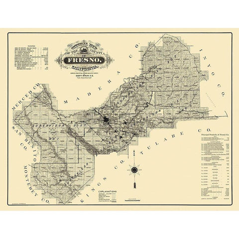 Fresno California - McKay 1914 Black Modern Wood Framed Art Print by McKay