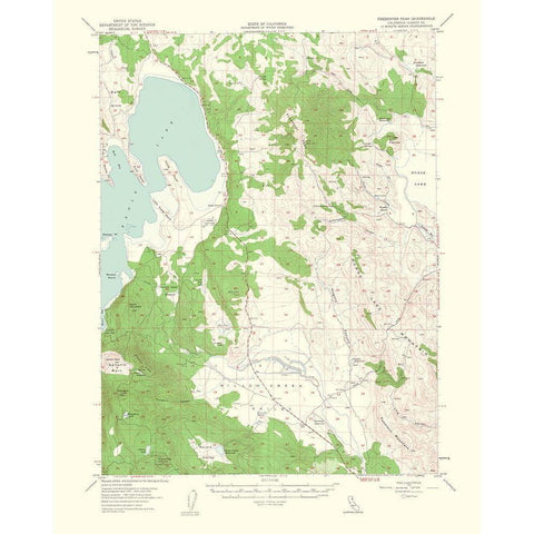 Fredonyer Peak California Quad - USGS 1963 Black Modern Wood Framed Art Print with Double Matting by USGS