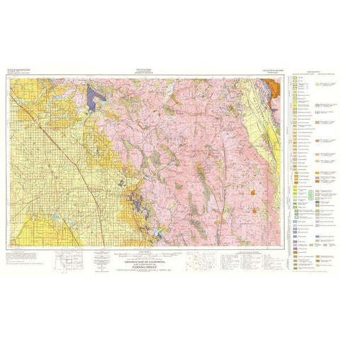Geologic California Fresno Sheet - Matthews 1961 Black Modern Wood Framed Art Print with Double Matting by Matthews