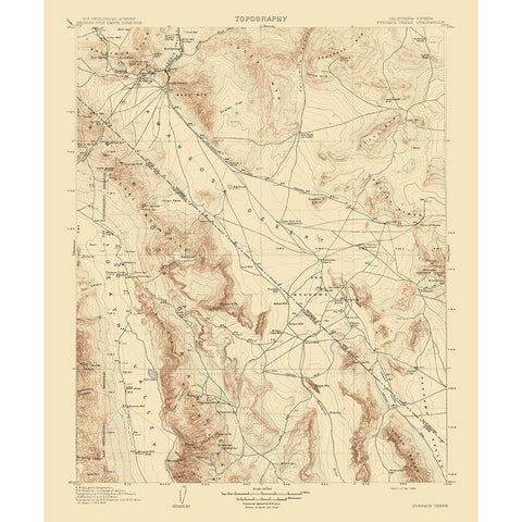 Furnace Creek California Nevada Quad - USGS 1908 White Modern Wood Framed Art Print by USGS