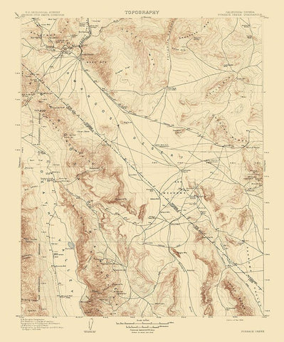 Furnace Creek California Nevada Quad - USGS 1908 White Modern Wood Framed Art Print with Double Matting by USGS