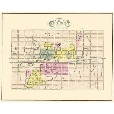Gilroy California Landowner - Thomas 1876 Black Modern Wood Framed Art Print by Thomas