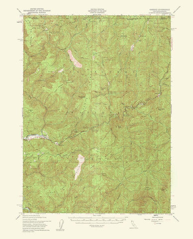 Gasquet California Oregon Quad - USGS 1951 Black Ornate Wood Framed Art Print with Double Matting by USGS