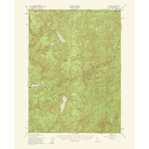 Gasquet California Oregon Quad - USGS 1951 White Modern Wood Framed Art Print by USGS