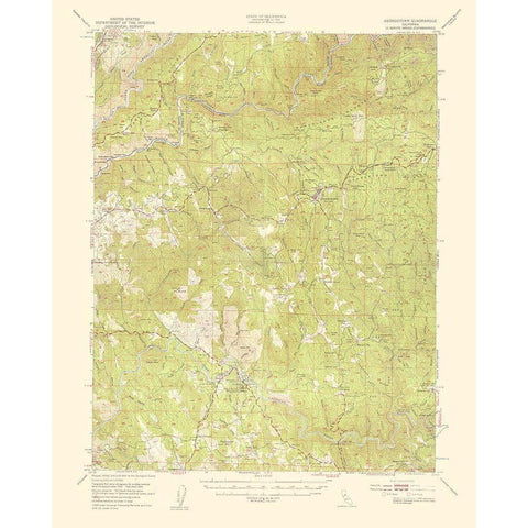 Georgetown California Quad - USGS 1957 Gold Ornate Wood Framed Art Print with Double Matting by USGS