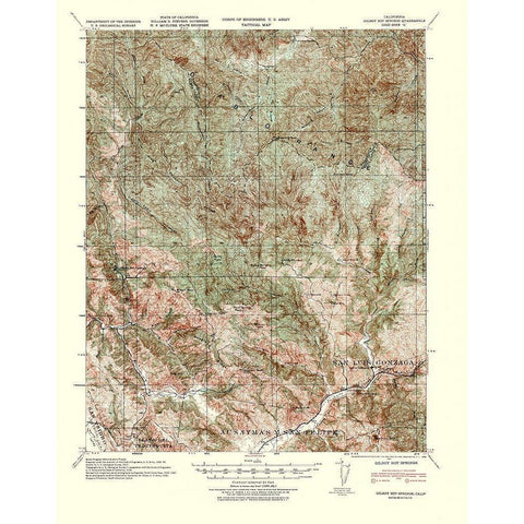 Gilroy Hot Springs California Quad - USGS 1940 Black Modern Wood Framed Art Print with Double Matting by USGS