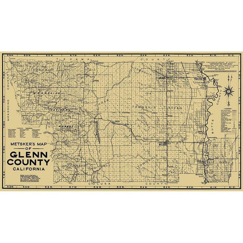 Glenn California - Metsker 1936 Black Modern Wood Framed Art Print by Metsker