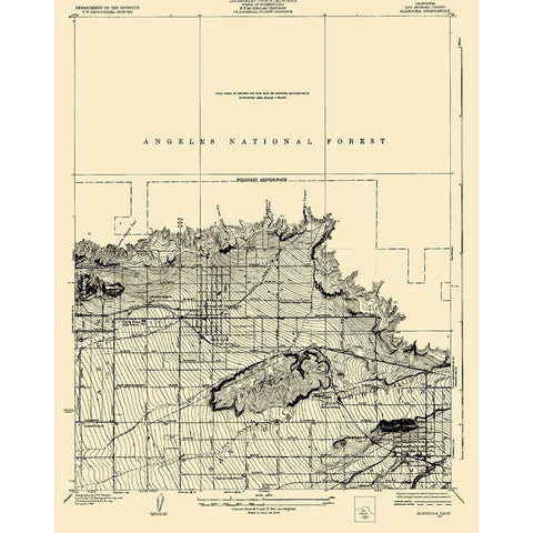 Glendora California Quad - USGS 1927 White Modern Wood Framed Art Print by USGS