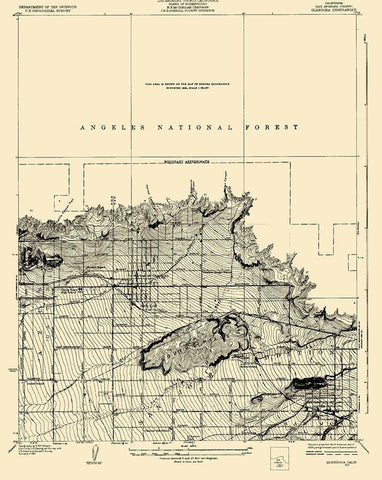 Glendora California Quad - USGS 1927 Black Ornate Wood Framed Art Print with Double Matting by USGS