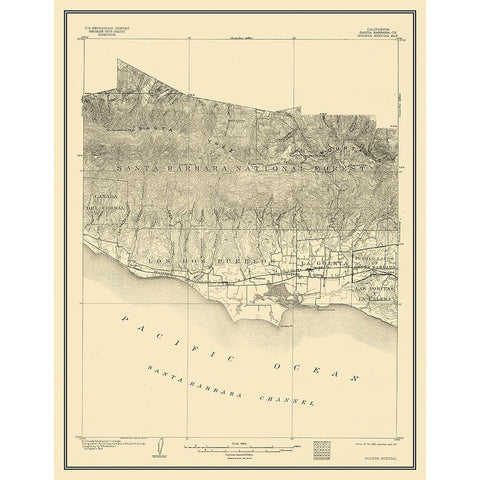 Goleta California Special - USGS 1903 Black Modern Wood Framed Art Print with Double Matting by USGS