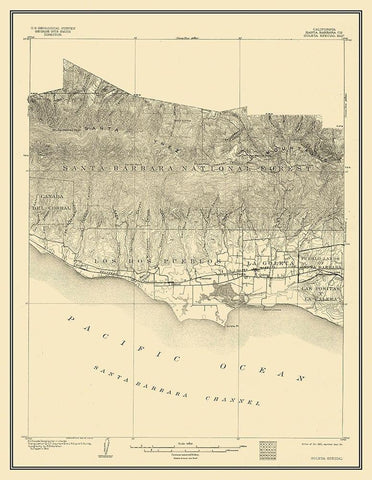 Goleta California Special - USGS 1903 Black Ornate Wood Framed Art Print with Double Matting by USGS