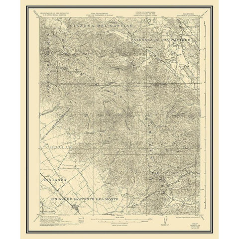 Gonzales California Quad - USGS 1921 Black Modern Wood Framed Art Print with Double Matting by USGS