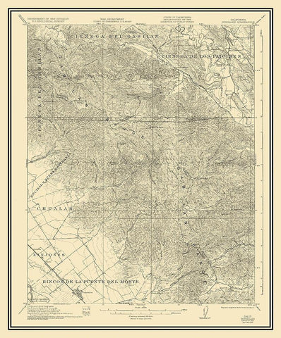 Gonzales California Quad - USGS 1921 White Modern Wood Framed Art Print with Double Matting by USGS