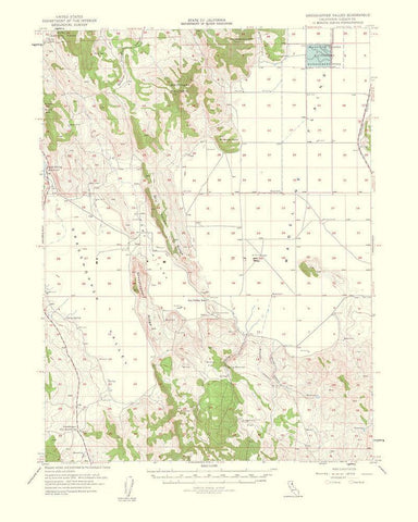 Grasshopper Valley California Quad - USGS 1963 Black Ornate Wood Framed Art Print with Double Matting by USGS