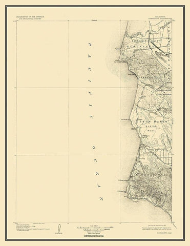 Guadalupe California Quad - USGS 1905 Black Ornate Wood Framed Art Print with Double Matting by USGS