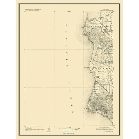 Guadalupe California Quad - USGS 1905 Black Modern Wood Framed Art Print with Double Matting by USGS