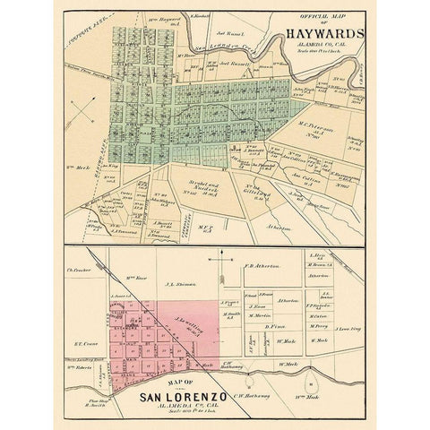 Haywards, San Lorenzo California Landowner Black Modern Wood Framed Art Print by Thompson