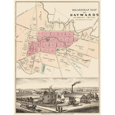 Haywards California Landowner - Boardman 1878 Black Modern Wood Framed Art Print by Boardman