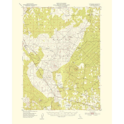 Hackamore California Quad - USGS 1954 Black Modern Wood Framed Art Print with Double Matting by USGS