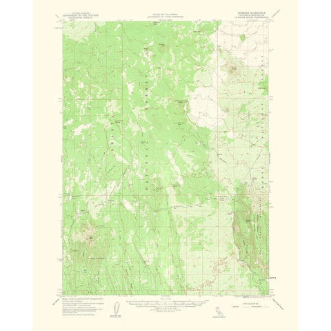 Hambone California Quad - USGS 1963 Black Modern Wood Framed Art Print with Double Matting by USGS