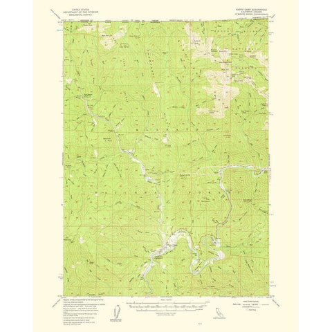 Happy Camp California Oregon Quad - USGS 1961 Black Modern Wood Framed Art Print with Double Matting by USGS