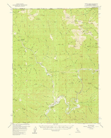 Happy Camp California Oregon Quad - USGS 1961 White Modern Wood Framed Art Print with Double Matting by USGS