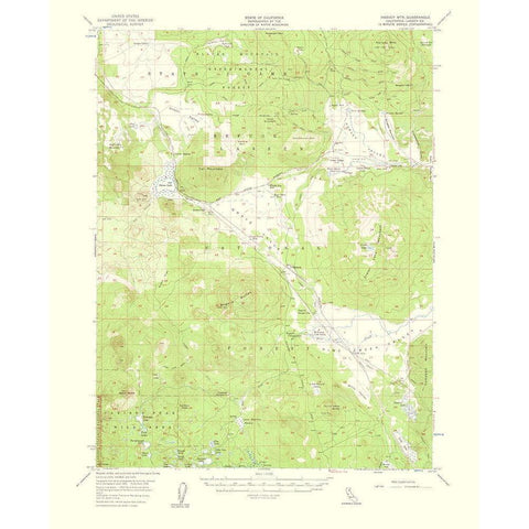 Harvey Mountain California Quad - USGS 1961 Gold Ornate Wood Framed Art Print with Double Matting by USGS