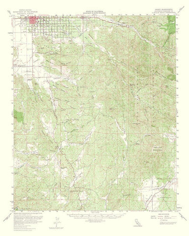 Hemet California Quad - USGS 1964 White Modern Wood Framed Art Print with Double Matting by USGS