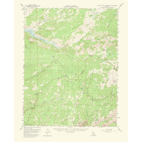 Hetch Hetchy Reservoir California Quad - USGS 1964 White Modern Wood Framed Art Print by USGS