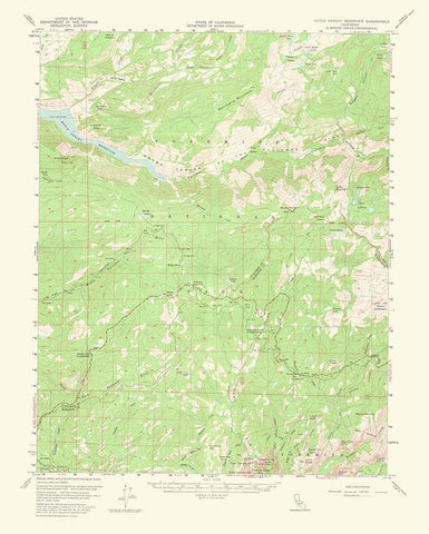 Hetch Hetchy Reservoir California Quad - USGS 1964 White Modern Wood Framed Art Print with Double Matting by USGS