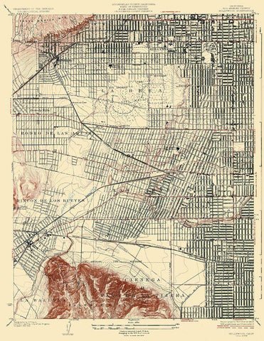 Hollywood California Quad - USGS 1926 White Modern Wood Framed Art Print with Double Matting by USGS