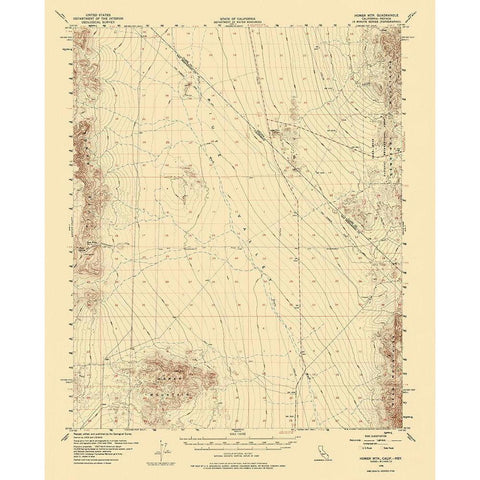 Homer Mt California, Nevada Quad - USGS 1956 Black Modern Wood Framed Art Print with Double Matting by USGS