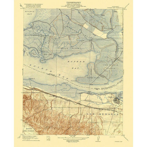 Honker Bay California Quad - USGS 1918 Black Modern Wood Framed Art Print with Double Matting by USGS